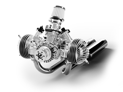 Hirth 4202 liquid-cooled two-stroke inline engine with EFI for unmanned aerial vehicles